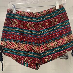 Ecote Vibrant Patterned High Waist Shorts